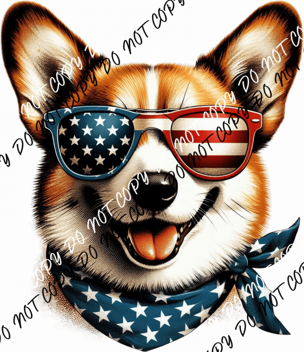 Patriotic Corgi DTF Transfer - We Print U Press DTF Transfers