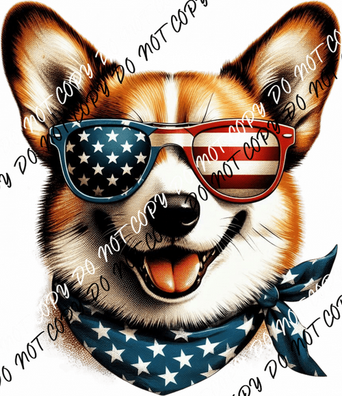 Patriotic Corgi DTF Transfer - We Print U Press DTF Transfers