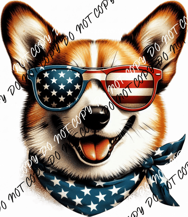 Patriotic Corgi DTF Transfer - We Print U Press DTF Transfers