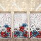 Patriotic Daisies And Fireworks 16 Oz Glass Can