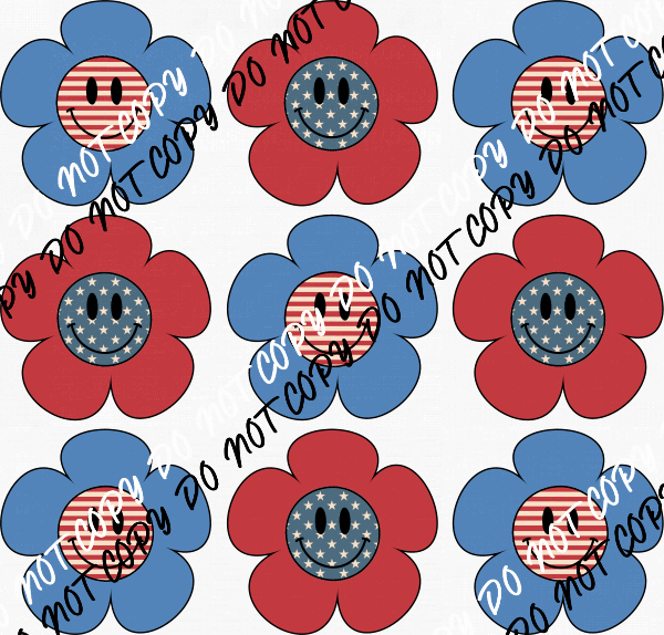 Patriotic Flower Stack DTF Transfer - We Print U Press DTF Transfers