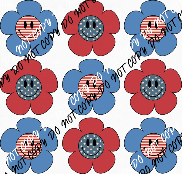 Patriotic Flower Stack DTF Transfer - We Print U Press DTF Transfers