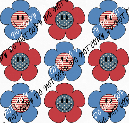 Patriotic Flower Stack DTF Transfer - We Print U Press DTF Transfers