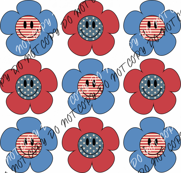 Patriotic Flower Stack Dtf Transfer Rtp Transfers