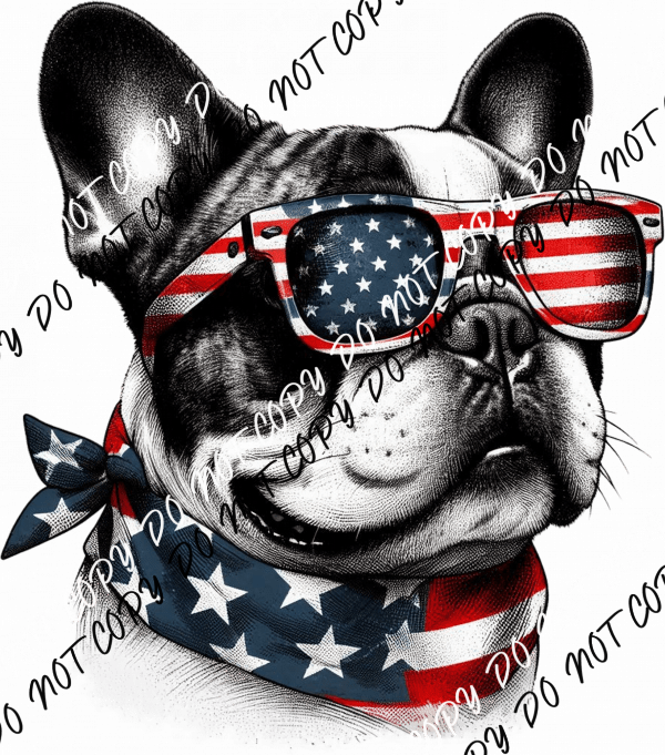 Patriotic French Bulldog DTF Transfer - We Print U Press DTF Transfers