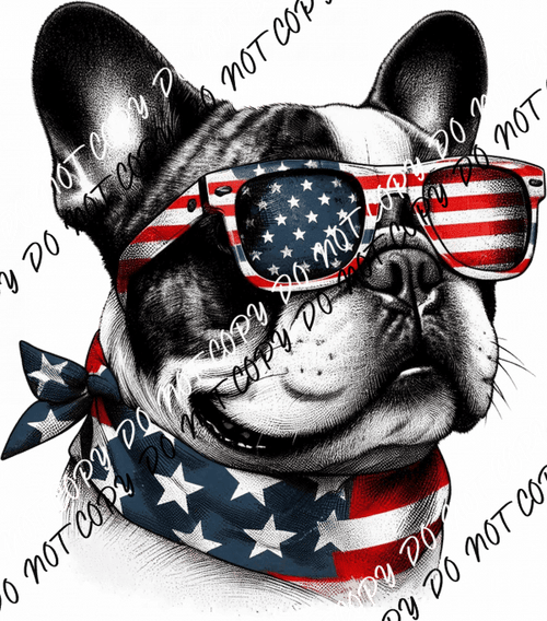 Patriotic French Bulldog DTF Transfer - We Print U Press DTF Transfers