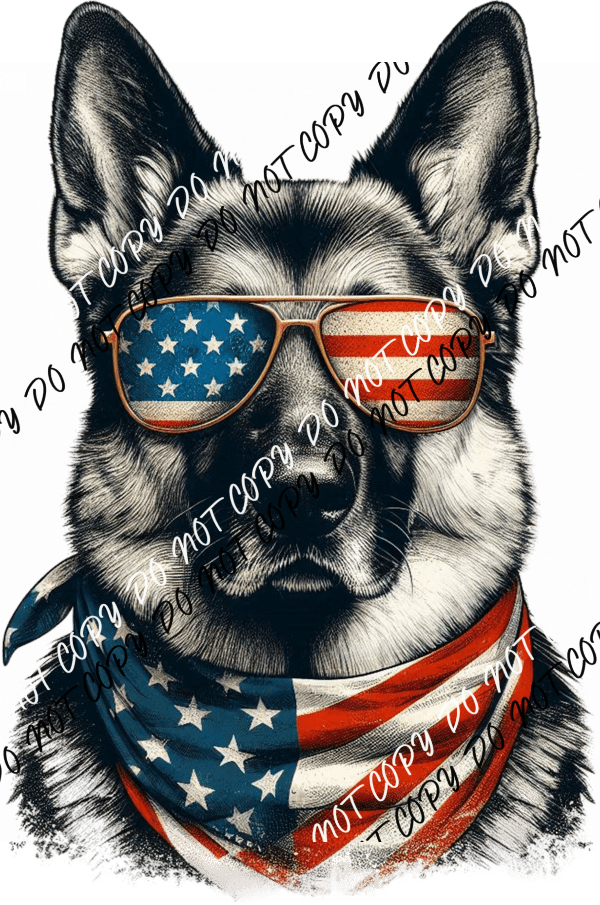 Patriotic German Shepherd DTF Transfer - We Print U Press DTF Transfers