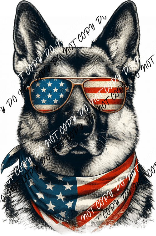 Patriotic German Shepherd DTF Transfer - We Print U Press DTF Transfers