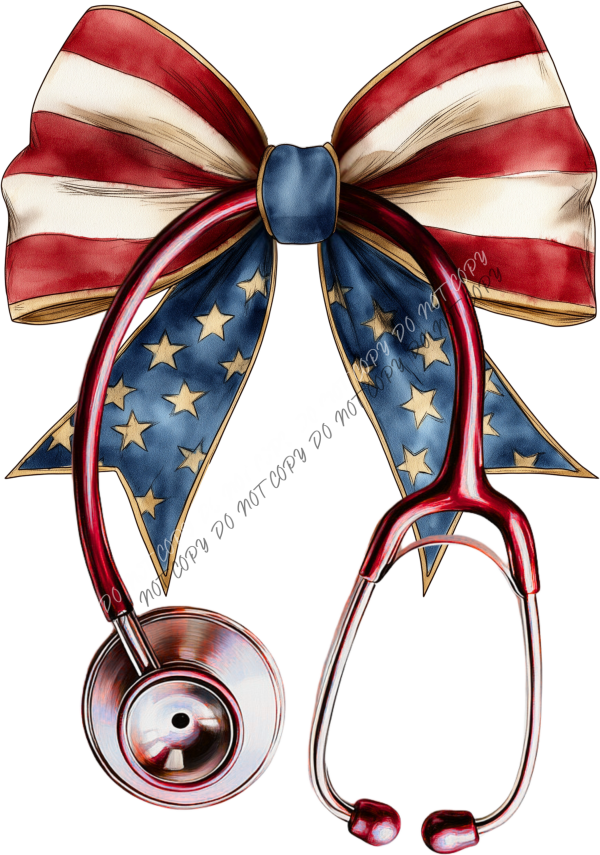 Patriotic Nurse Bow DTF Transfer RTP DTF Transfers