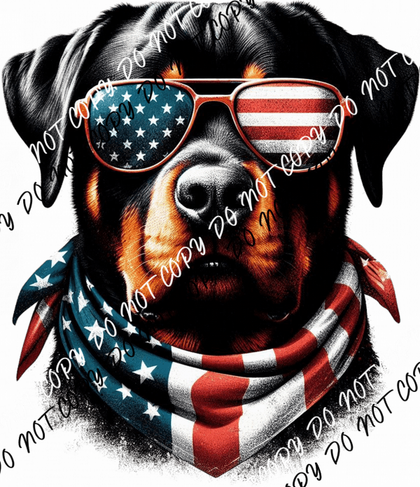 Patriotic Rottweiler DTF Transfer - We Print U Press DTF Transfers