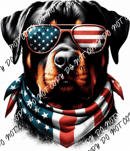 Patriotic Rottweiler DTF Transfer - We Print U Press DTF Transfers
