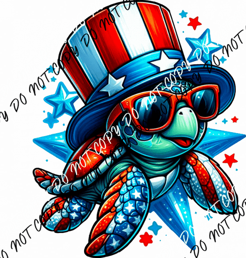 Patriotic Sea Turtle DTF Transfer - We Print U Press DTF Transfers