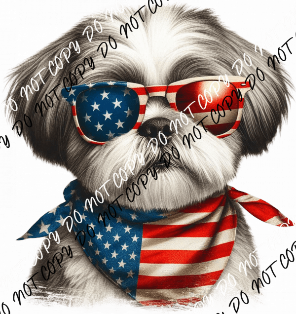 Patriotic Shih Tzu DTF Transfer - We Print U Press DTF Transfers