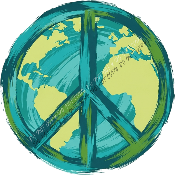 Peace Earth Symbol Brushstroke DTF Transfer RTP DTF Transfers