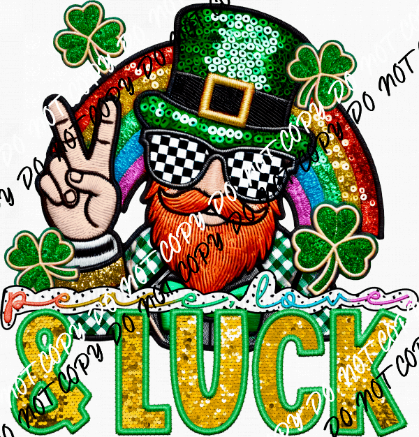 Peace Love and Luck DTF Transfer - We Print U Press DTF Transfers