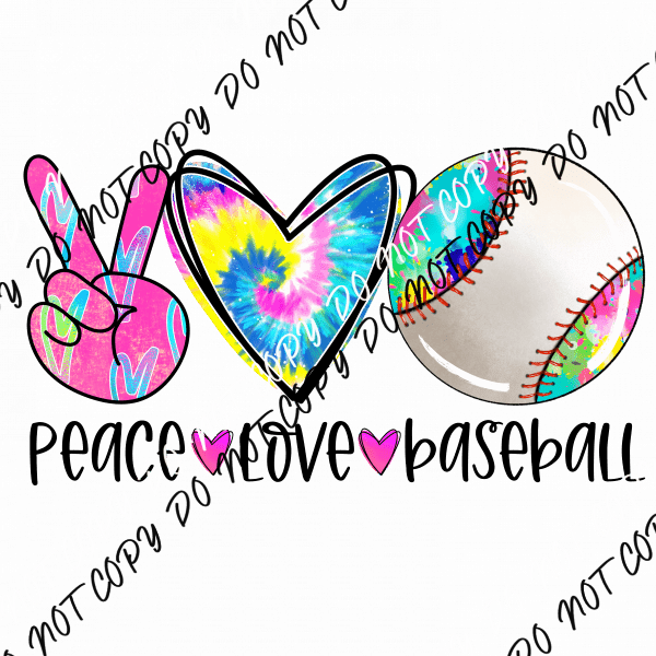 Peace Love Baseball DTF Transfer - We Print U Press DTF Transfers