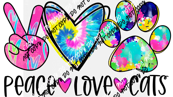 Peace Love Cats DTF Transfer - We Print U Press DTF Transfers