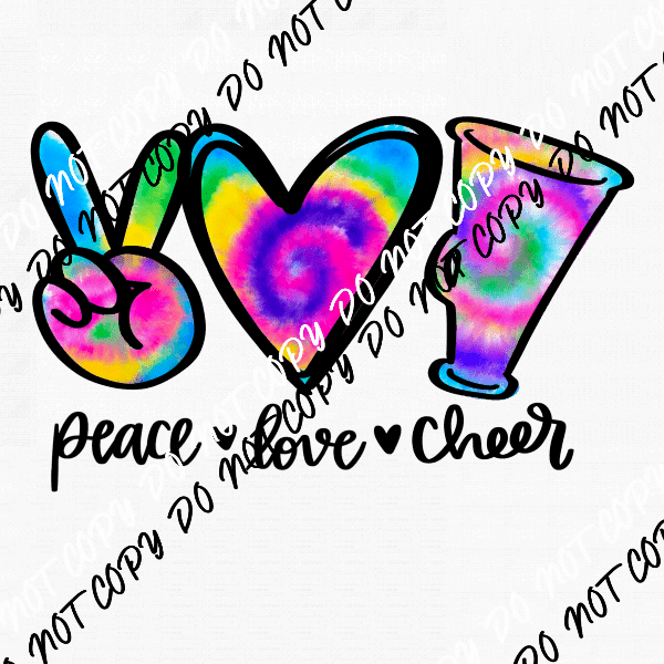 Peace Love Cheer DTF Transfer - We Print U Press DTF Transfers