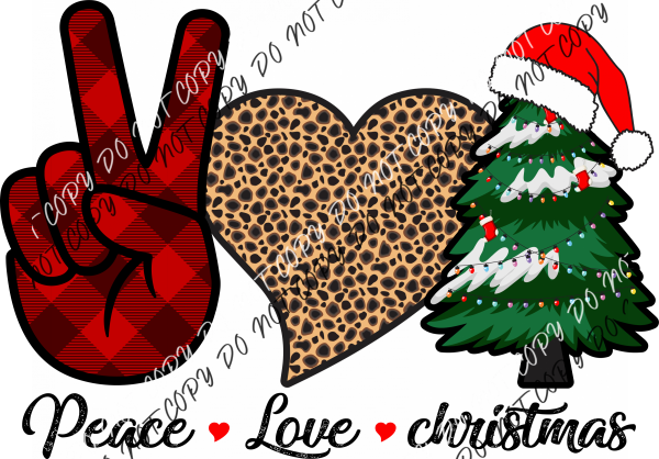 Peace Love Christmas Leopard Heart Dtf Transfer Rtp Transfers