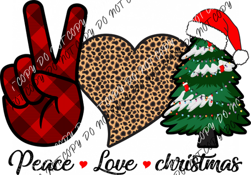 Peace Love Christmas Leopard Heart Dtf Transfer Rtp Transfers