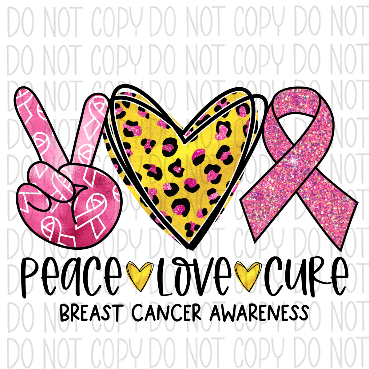 Peace Love Cure Breast Cancer Leopard Dtf Transfer
