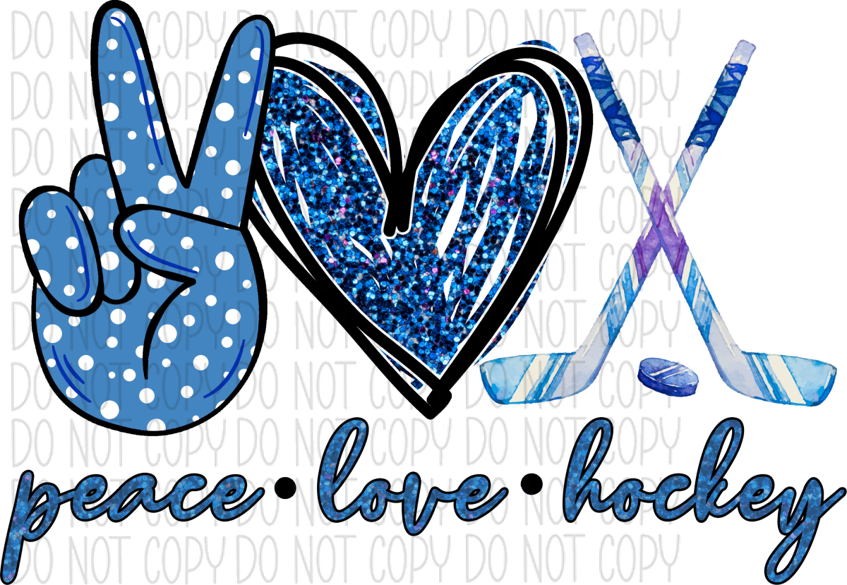 Peace Love Hockey Blue Dtf Transfer