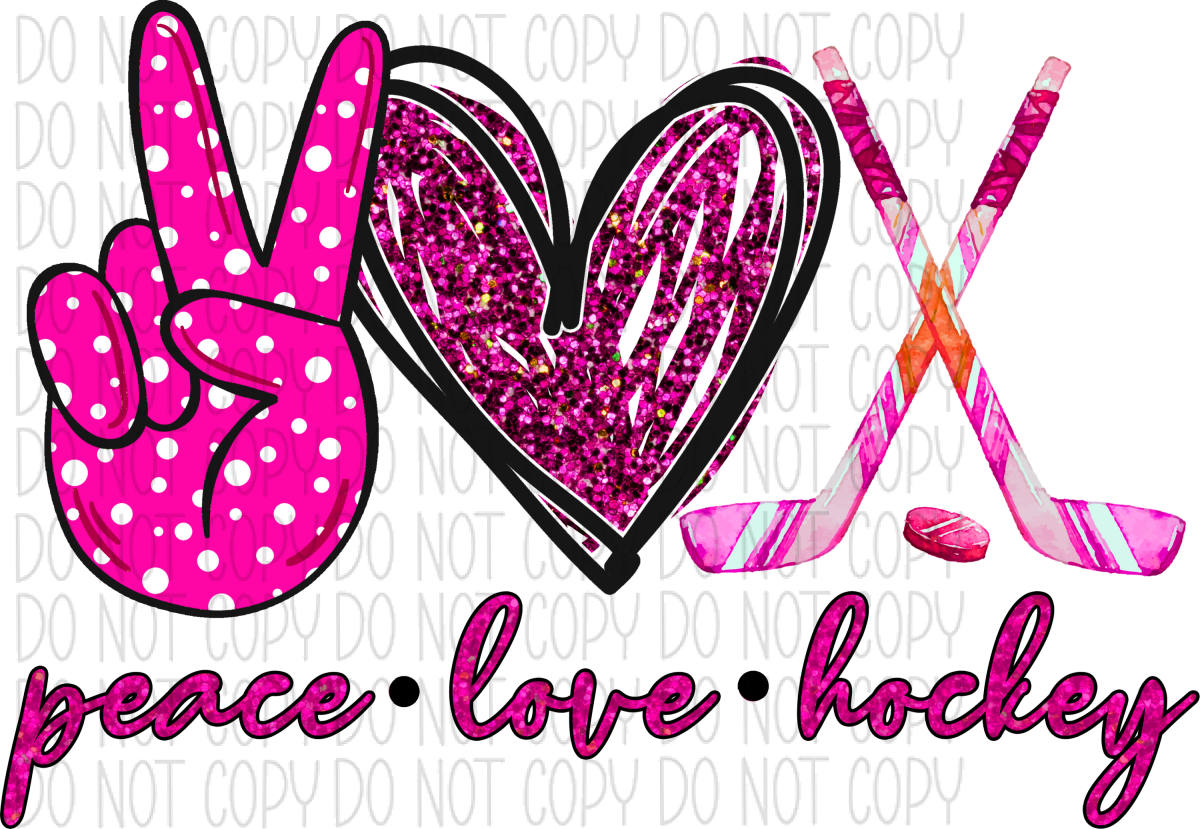Peace Love Hockey Pink Dtf Transfer