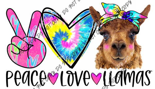 Peace Love Llama Dtf Transfer