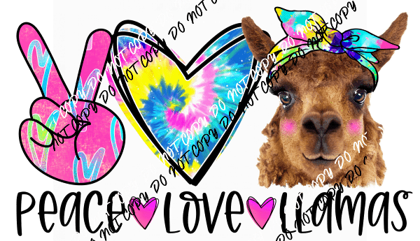 Peace Love Llama DTF Transfer - We Print U Press DTF Transfers