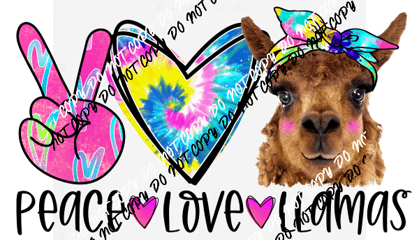 Peace Love Llama DTF Transfer - We Print U Press DTF Transfers