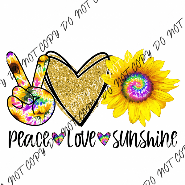 Peace Love Sunshine Tie Dye DTF Transfer - We Print U Press DTF Transfers