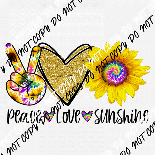 Peace Love Sunshine Tie Dye DTF Transfer - We Print U Press DTF Transfers