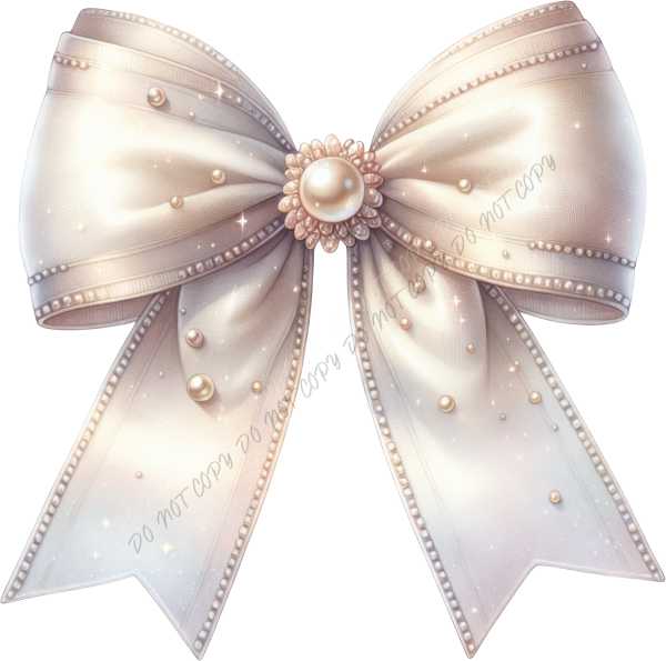 Pearl Embellished Bow DTF Transfer RTP DTF Transfers