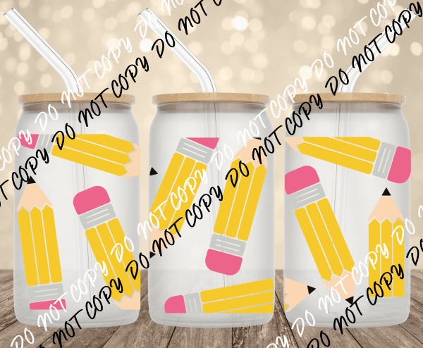 Pencils UV Transfer for 16 oz Glass Can - We Print U Press DTF Transfers