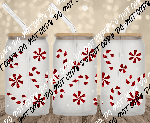 Peppermint Candy UV Transfer for 16 oz Glass Can - We Print U Press DTF Transfers