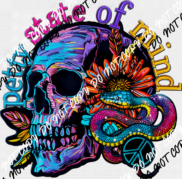 Petty State of Mind Skull DTF Transfer - We Print U Press DTF Transfers