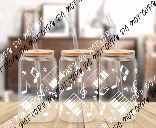 Piano UV Transfer for 16 oz Glass Can - We Print U Press DTF Transfers