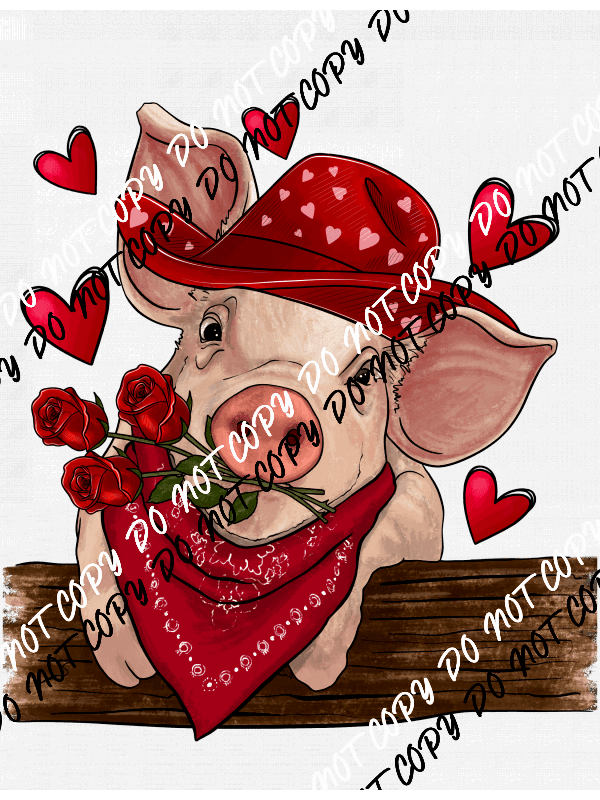 Pig Valentine's Day DTF Transfer - We Print U Press DTF Transfers