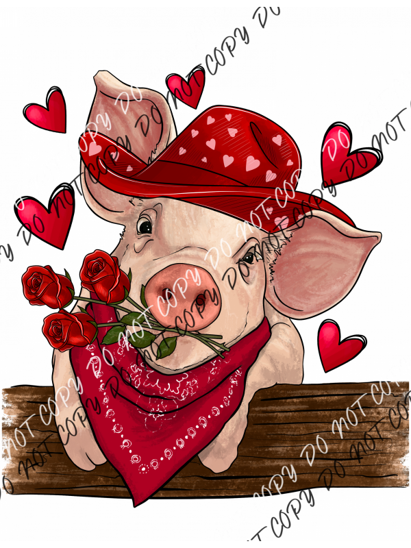 Pig Valentines Day Dtf Transfer