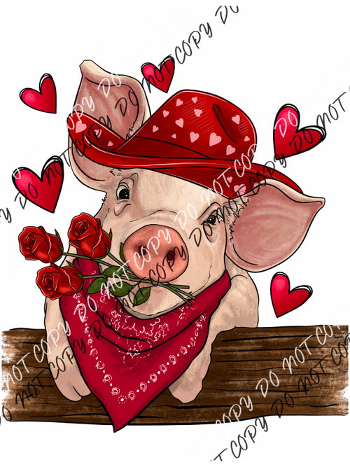 Pig Valentines Day Dtf Transfer