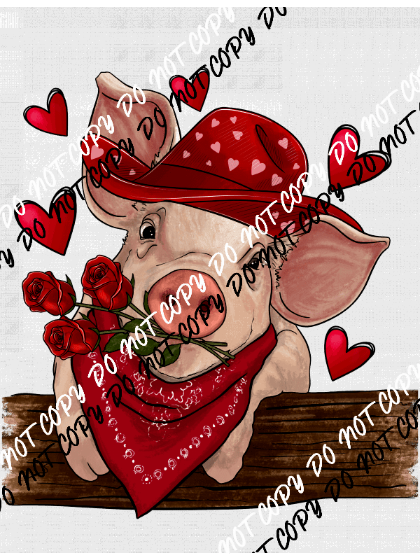 Pig Valentine's Day DTF Transfer - We Print U Press DTF Transfers