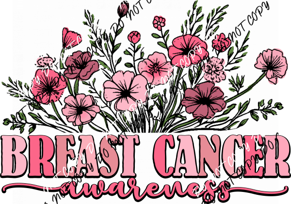 Pink Flower Breast Cancer Awareness DTF Transfer - We Print U Press DTF Transfers
