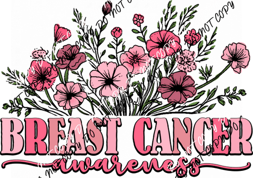 Pink Flower Breast Cancer Awareness DTF Transfer - We Print U Press DTF Transfers
