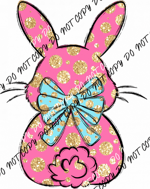 Pink Glitter Bunny DTF Transfer - We Print U Press DTF Transfers
