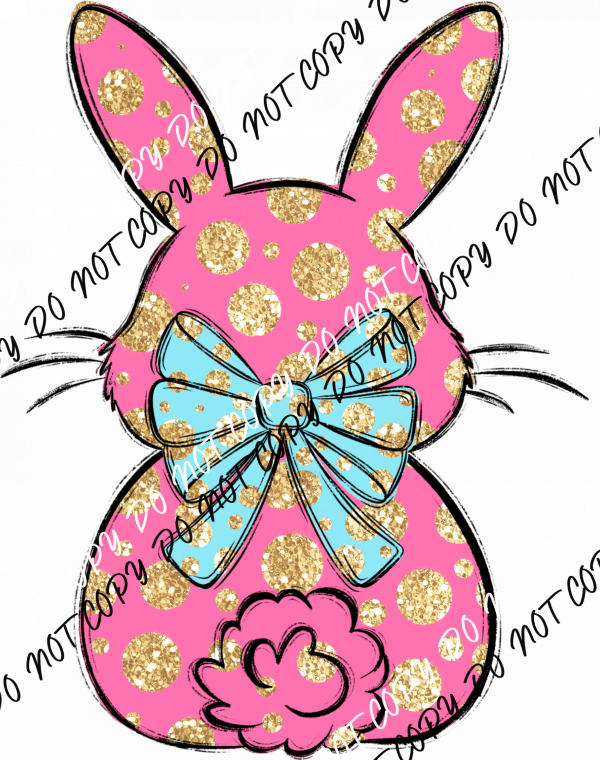 Pink Glitter Bunny DTF Transfer - We Print U Press DTF Transfers