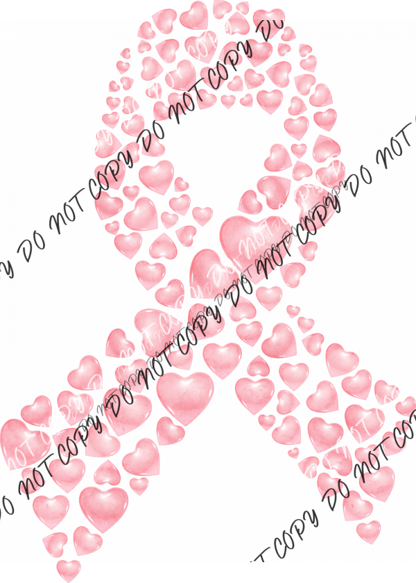 Pink Heart Ribbon DTF Transfer - We Print U Press DTF Transfers
