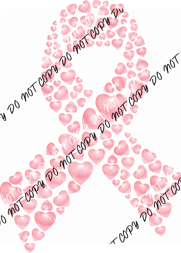 Pink Heart Ribbon DTF Transfer - We Print U Press DTF Transfers