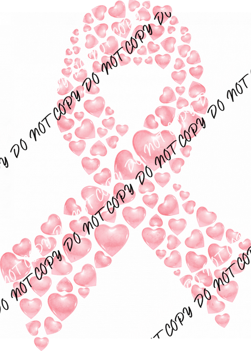 Pink Heart Ribbon DTF Transfer - We Print U Press DTF Transfers