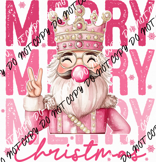 Pink Nutcracker Merry Christmas DTF Transfer - We Print U Press DTF Transfers
