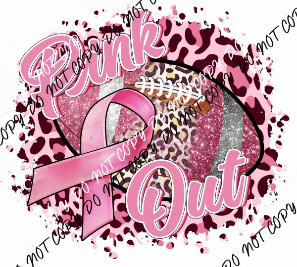 Pink Out Glitter Football DTF Transfer - We Print U Press DTF Transfers